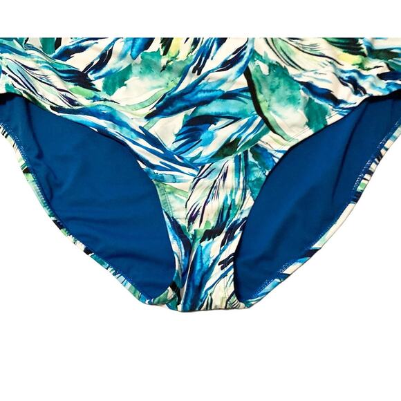 Terra & Sky Watercolor Blue Mid Rise Bikini Bottom 2X (20W-22W) Tummy Control - Picture 4 of 11